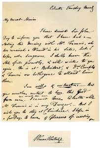Brief von Warren Hastings, Generalgouverneur von Bengalen, an seine Frau, 17. August 1780