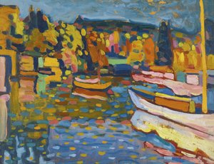 Landschaftsstudie im Herbst mit Booten von Wassily Kandinsky