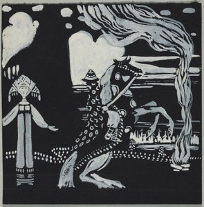 Flamme, Dame und Reiter (in Fantasietracht) von Wassily Kandinsky