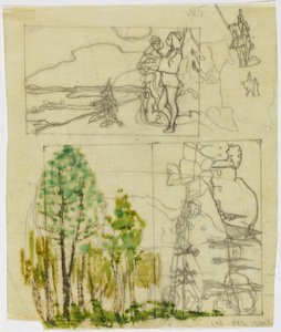 Skizzenblatt mit mittelalterlichen Themen von Wassily Kandinsky