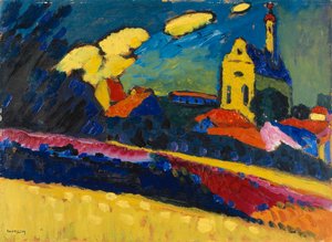 Studie für Murnau - Landschaft mit Kirche, 1909 von Wassily Kandinsky