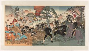 Die große Feldschlacht bei Jiuliancheng von Watanabe Nobukazu