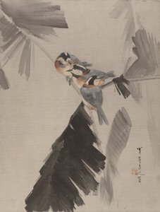 Drei Vögel auf einem Ast, ca. 1887