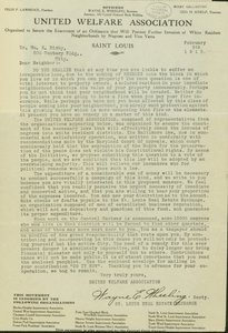 Brief von Wayne E. Wheeling, United Welfare Association, an Lieber Nachbar, 5. Februar 1915