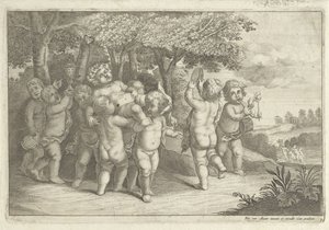 Musizierende und tanzende Jungen tragen einen Bacchanten von Wenceslaus Hollar (rejected attribution)