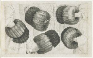 Ein Muff in fünf Ansichten, 1645-1646 von Wenceslaus Hollar