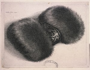 Ein großer Muff mit einem Brokatband, 1647