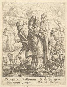 Bischof, aus dem Totentanz, 1651 von Wenceslaus Hollar