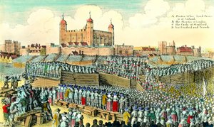 Erste Englische Revolution: Hinrichtung des englischen Politikers Thomas Wentworth de Strafford am 12.05.1641 in Tower Hill, London (Gravur von Wenceslaus Hollar) von Wenceslaus Hollar