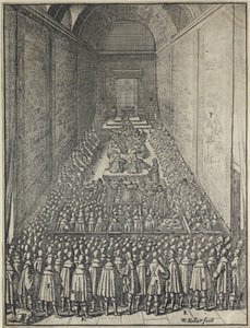 House of Lords, Palace of Westminster in London, ca. 1650 (Radierung) von Wenceslaus Hollar