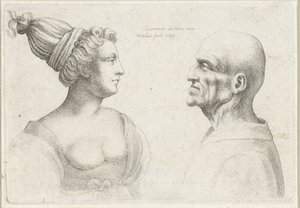 Köpfe eines kahlen Mannes und einer Frau mit Turban von Wenceslaus Hollar