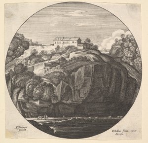Landschaft mit einem Haus auf Klippen, 1646 von Wenceslaus Hollar