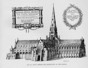 Die alte St. Pauls Kathedrale vor der Zerstörung des Turms, 1657 1904
