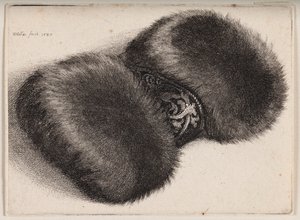Pelzmuff mit einem brokatbesetzten Band von Wenceslaus Hollar
