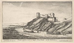 Aussicht auf Yorke Castle in Tanger, vom Strand und Nordwesten, 1669-73 von Wenceslaus Hollar