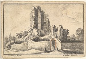 Ruinen und ein vergittertes Tor auf dem Esquilin-Hügel in Rom von Wenceslaus Hollar