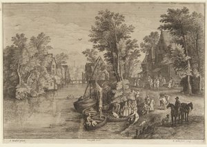 Die Fähre im Dorf von Wenceslaus Hollar