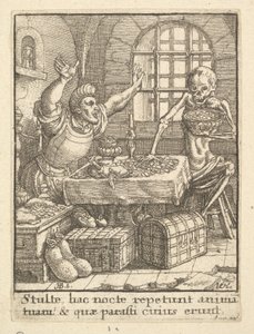 Der Geizhals, aus dem Totentanz, 1651 von Wenceslaus Hollar