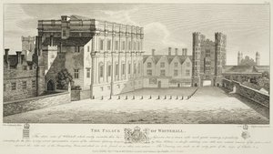 Der Palast von Whitehall, aus einer Zeichnung in der Pepysian Library, Cambridge, veröffentlicht 1809 von Wenceslaus Hollar