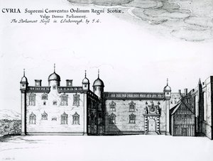 Das Parlamentsgebäude in Edinburgh (Gravur) (sw Foto) von Wenceslaus Hollar