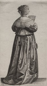 Die Frau mit Fächer und Spiegel von Wenceslaus Hollar