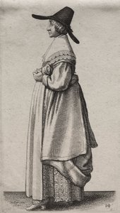Die Frau mit einem männlichen Hut und geblümtem Unterrock von Wenceslaus Hollar