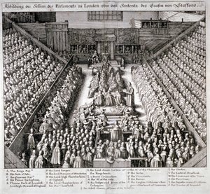 Der Prozess von Thomas Wentworth, Earl of Strafford, Westminster Hall, London, 1641