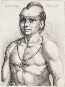 Dreiundzwanzigjähriger Indianer aus Virginia, Kupferstich von Wenceslaus Hollar von Wenceslaus Hollar