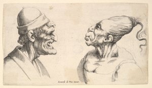 Zwei deformierte Köpfe, 1625-77 von Wenceslaus Hollar