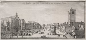 Ansicht von London: New Palace Yard mit Westminster Hall und dem Uhrhaus