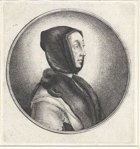 Frau mit schwarzem Kopftuch und Pelzstola von Wenceslaus Hollar