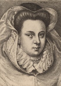 Frau mit weißem Schleier und schwarzem Hut Maria Stuart von Wenceslaus Hollar