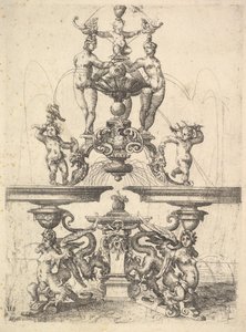 Entwurf für einen Brunnen, Tafel 119 aus Dietterlins Architectura, 1598