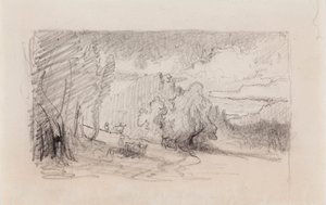 Landschaft, Kompositionsskizze von Werner Holmberg
