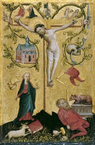 Christus am Kreuz als Redemptor Mundi von Westphalian Master