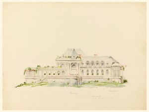 Ansicht Richtung Polo Grounds, Clubhaus, Newport, Rhode Island und Golfclub