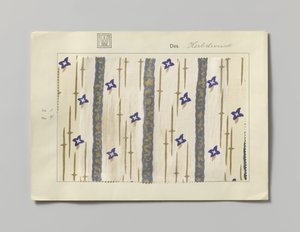 Stoffprobe mit bedruckter Seide, Muster Herbstwind von Wiener Werkstätte
