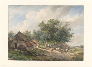 Landschaft mit Bauernhöfen und Vieh von Wijnand Nuijen