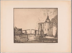 Ansicht der Drommedaris in Enkhuizen von Wijnand Otto Jan Nieuwenkamp (signed by artist)