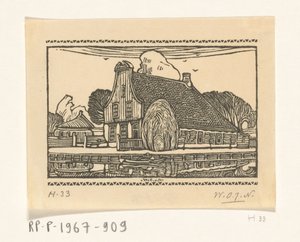 Haus mit Holzfassade an einem Kanal in Edam von Wijnand Otto Jan Nieuwenkamp (signed by artist)