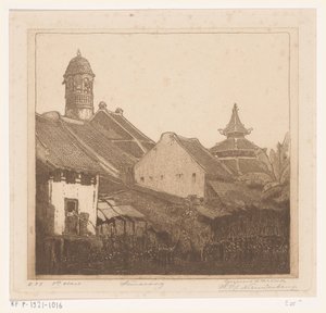 Häuser am Wasser in Semarang von Wijnand Otto Jan Nieuwenkamp (signed by artist)