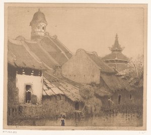 Häuser am Wasser in Semarang von Wijnand Otto Jan Nieuwenkamp (signed by artist)