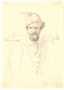 Selbstporträt mit Tornister von Wilhelm Bendz
