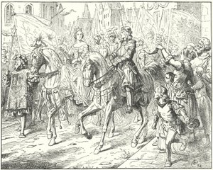 Erzherzog Maximilian, der zukünftige Heilige Römische Kaiser Maximilian I., mit seiner Braut, Maria von Burgund, in Gent von Wilhelm Camphausen