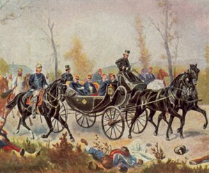 Kaiser Napoleon wird von Bismarck zum König eskortiert, 2. September 1870