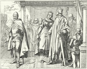 Ernst II., Herzog von Schwaben, vor König Konrad II. von Deutschland nach seiner Rebellion gegen ihn von Wilhelm Camphausen