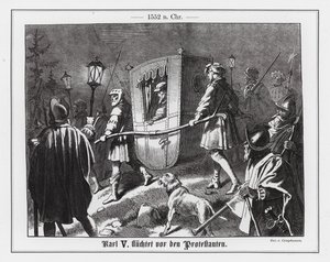 Der Heilige Römische Kaiser Karl V. flieht vor den Protestanten von Wilhelm Camphausen