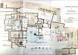 Karte der antiken Stadt Griechenlands Tiryns, Heinrich Schliemann, Paris