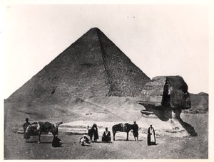 Die Sphinx und die Große Pyramide von Khufu in Gizeh, um 1860 von Wilhelm Hammerschmidt