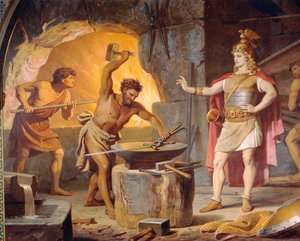 Sigurd geht zum Zwerg Mime, aus der Sigurd-Saga, Untere Halle, ca. 1882-83 von Wilhelm Hauschild